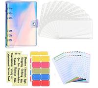 Cricia Raccoglitore ad Anelli con Budget di Denaro A6- Raccoglitore ad Anelli con ripieno di Denaro Portafoglio con Buste in Contanti, Fogli di bilancio ed Etichette adesive, Raccoglitore per Denaro