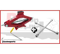 CRICK CAMBIO GOMMA KIT CRIC A PANTOGRAFO IN ACCIAIO CON CHIAVE A CROCE 4 MISURE