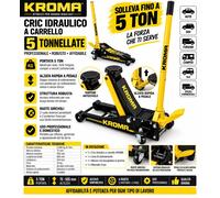 Crick Martinetto idraulico 5 TON doppio Pistone con Pedale Sollevamento Rapido