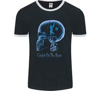 Cricket On The Brain Divertente Cricketer Uomo Ringer T-Shirt FotL