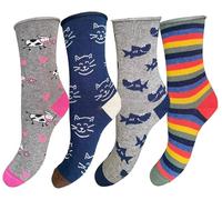 CriCri Socks 4 Paia Calze Corte Donna in Caldo Cotone Alta Qualità Made in Italy - Taglia Unica (Combinazione 3)