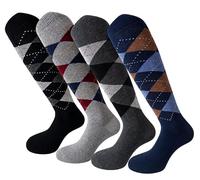 CriCri Socks Calze Uomo Caldo Cotone Lunghe, Set da 4 Paia (IT, Numero, 39, 42, Regular, Regular, Rombi)