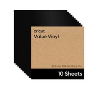 Cricut Pellicola in vinile per plotter in confezione risparmio | 10 fogli | 30,5 cm x 30,5 cm | Pellicola autoadesiva permanente per plotter tutte le macchine da taglio Cricut | Nero
