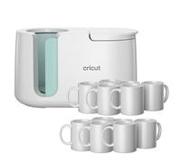 Cricut Starter kit con pressa a caldo per tazze e 12 tazze in ceramica vuote (bianco, 350 ml)