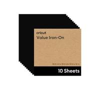 Cricut Vinile termoadesivo | 10 fogli | 30,5 x 30,5 cm | Vinile a trasferimento termico (HTV) per tutte le macchine da taglio Cricut | Nero