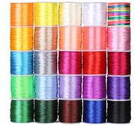 Cridoz 25 rotoli di corda in nylon satinato, corda setosa per Kumihimo, braccialetti intrecciati, collane con ciondoli, macramè, portachiavi, borse con coulisse,