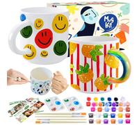 Crifeton ceramica pittura set, tazze pittura set contiene tazze, pennello, colori e istruzioni per dipingere, set di pentole per casa, Bastelset adulti