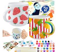 Crifeton Set di pittura in ceramica, set per dipingere tazze, pennelli, colori e istruzioni per dipingere, set di ceramiche per la casa, set di bricolage per adulti