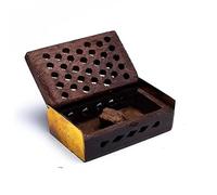 CRIGEMA - Ambra incenso solido dall'India - Pezzo da ca. 20-25 gr - Kit con Scatola perforata (AMBRA e BASILICO)
