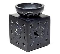 CRIGEMA - Brucia Essenze in Pietra ollare - Bruciatore con portacandela e Diffusore di Olio Essenziale dall'India - Aromaterapia, Decorazione, Meditazione (OM (11x8 cm))
