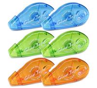 Crihovy 6 Pcs Colla a Nastro Permanente, Rullo di Colla, Dispenser di Nastro Biadesivo Trasparente per Artigianato, Creazione di Biglietti, Foto, Diario e Scrapbooking (Blu, Verde, Arancione) 8mX8mm