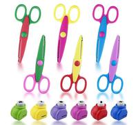 Crihovy 6 Pezzi Forbici di Sicurezza per Bambini + 6 Pezzi Punzoni di Carta, Forbice Zig Zag, 6 Forme Diverse e Colori Assortiti, per Bambini a Partire da 3 Anni, per Lavoretti e Attività di Asilo