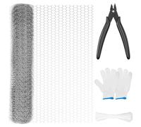 Crihovy Rete Metallica per Recinzioni, Rete Zincata 0.4 x 10m, Rete Pollaio, Rete per Polli, Maglia Esagonale con 100 Pezzi di Fascette in Nylon, per Animali, Piante, Pollame, Decorazioni per la Casa