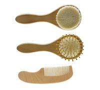 CRILSTYLEO 1set Spazzole in Bambù Per Ragazzo Ragazza Con Massaggiatore in Lana Accessorio Naturale Per La Dei Del Ragazzo Ragazza Stimola La Circolazione Rilassa Le Per Nuovi Genitori