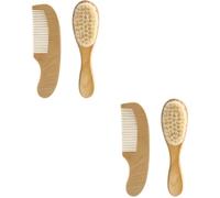 CRILSTYLEO 2 Set set di pennelli in lana pettine per bambini pennello con setole morbide naturali pettine neonato spazzola per neonato spazzola per per bambini lana vergine