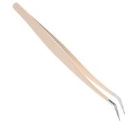 CRILSTYLEO Pinzetta in Acciaio Inossidabile Per Estensione Ciglia Punta Curva E Design Professionale Per Applicazione Di Ciglia Finte E Trucco Precisione Beige Strumento Di Bellezza Portatile