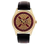 Crimson Celtic Art Cavaliere Templari Croce Grande 40 mm Orologio Da Polso In Ottone
