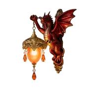 Crimson Dragon Wall Sconce | Resin, 7.9in Height, Gothic Decor Lamp | Fantasy Lighting, Gothic Dragon Sculpture | Gift For Fantasy Style & Decor Lovers