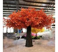 Crimson Red Artificial Maple Tree, Realistic Bark Trunk Fake Autumn, Sturdy Floral Accent for Mall & Event(4 * 4M)