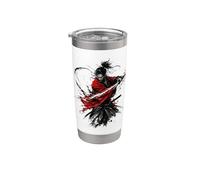 Crimson Samurai Ink Warrior Katana Battle Motion Art Bicchiere termico in acciaio inox doppia parete