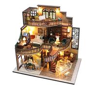 CRIOLPO Kit casa in miniatura, casa delle bambole in legno, kit casa delle bambole in miniatura fai da te, stanza creativa con mobili, kit per la realizzazione di una piccola casa - Torre da sogno