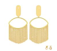 Cris Vida Valor Orecchini lunghi dorati con frange, orecchini eleganti da donna, design brillante con catena sottile e leggera, ago placcato argento 925 | confezione regalo premium