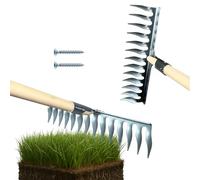 Crisalide® Arieggiatore per Prato con 14 Denti in Metallo - Manico da 150 cm - Ideale per Arieggiare Erba e Terreni Aridi - Migliora Il Drenaggio e la Circolazione dell’Aria