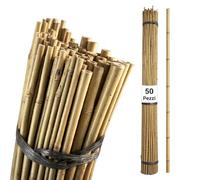 Crisalide® Canne di Bambù Naturali 156 cm, Set 50 Pezzi con Diametri Misti, Tutori per Piante da Orto e Giardino, Sostegni per Pomodori, Rampicanti, Fiori, Vasi e Fai da Te