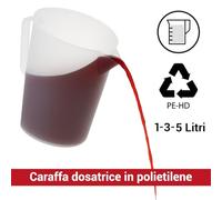 Crisalide® Caraffa Dosatrice in Polietilene - Graduata e Resistente, Disponibile da 1L, 3L e 5L - Ideale per Vino, Succhi, Salse, Oli e Liquidi Alimentari - Lavabile in Lavastoviglie (5l)