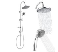 Crisalide® - Colonna Doccia Combinato Duo Cromata con Soffione Anticalcare, Doccetta, Asta Regolabile in Acciaio, Flessibile e Supporto, Set Doccia Effetto Pioggia per Bagno Moderno
