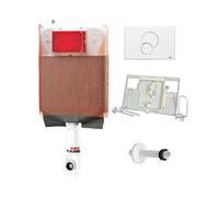 Crisalide®- KIT SCARICO COMPLETO Cassetta da Risciacquo ad incasso WC: placca, controplacca, cannotto con rosone, rubinetto con guarnizione, attacco discesa, tubo coibentato universale regolabile