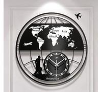 Crisalide Orologio Decorativo Grande Da Parete Mappa Del Mondo, Tecnologia Al Quarzo, NERO (Tokyo)