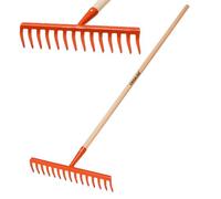 Crisalide®-RASTRELLO da GIARDINO Arancione + MANICO IN LEGNO DI FAGGIO (150cm TIPO BOSCH-I), PER USO HOBBISTICO E PROFESSIONALE, MADE IN ITALY (48 CM (18 Denti))