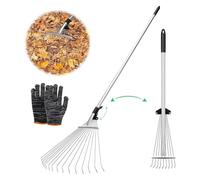 Crisalide® - Scopa Rastrello Foglie con Manico Regolabile, in altezza e lunghezza, in ACCIAO Professionale, scopa da giardino per foglie rastrello, per la pulizia di PIANTE, PRATI e CORTILI