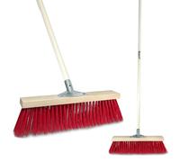 Crisalide®-SCOPA SPAZZOLONE INDUSTRIALE 40 cm, Professionale da esterno, SWISS-SYSTEM, in PVC completo di manico da 150cm ALTA DENSITA', Setole Rosse Da 6 File