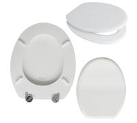Crisalide® - Sedile WC Universale Bianco in Legno MDF Stampato, Copriwater Soft Close con Cerniere Regolabili in Metallo, Tavoletta WC Antigraffio, Facile da Pulire, 36,7 x 46,5 cm