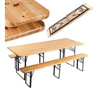 Crisalide® Set Birreria Pieghevole in Legno di Abete - Tavolo 220 cm con 2 Panche - Disponibile Larghezza 70 cm o 80 cm - Struttura in Acciaio Rinforzato (220 * 70 CM)