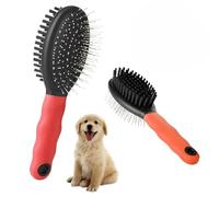 Crisalide® Spazzola Combinata per Cani e Gatti - Doppia Azione con Setole in Acciaio Inox a Punta Arrotondata e Setole Morbide - Impugnatura Antiscivolo - Ideale per Pelo Medio e Lungo