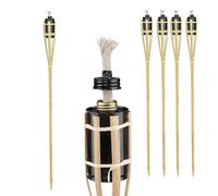 Crisalide® - Torce ad Olio in Bambù per Giardino - Fiaccole Decorative da Esterno con Serbatoio in Metallo e Stoppino - Ideali per Patio, Vialetti e Piscina - Set 5 o 10 Pezzi (5, 120 Cm - 0,2 L)