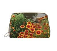 Crisantemo celeste (1) borsa cosmetica portatile impermeabile in pelle con chiusura a cerniera per organizzare articoli da toeletta vari, bianco, Taglia unica