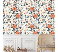 Crisantemo Pellicola Adesiva per Mobili Carta da Parati Rimovibile Arancione Bianco Fiori Autoadesiva Opaco Ispessita Wallpaper Impermeabile Rullo Sticker per Muro Cucina Armadio Porta 0.52x5 m