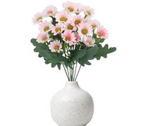 Crisantemos Artificiales Para Exterior | Flores Artificiales Resistentes A Los Rayos UV | Plantas Falsas Antidesvanecimiento Con Hojas De Eucalipto Para Jardín, Porche, Cementerio, Patio, Ventana O En