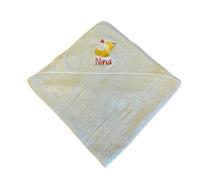 CrisArt Asciugamano con cappuccio personalizzato, accappatoio a triangolo neonati grigio con orsetto, arcobaleno, leone, disegno a scelta, idea regalo unisex (grigio)