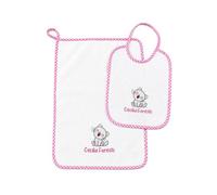 CrisArt Set asilo nido personalizzabile 1 bavaglino e 1 asciugamano con nome e disegno unisex, coordinato scuola materna della infanzia per bimbo o bimba, morbida spugna di cotone Made in Italy