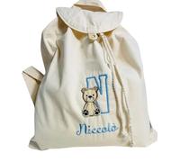 CrisArt Zaino per bambini personalizzato con nome ricamato per asilo nido, porta giochi con orsetto, leone, ecc zainetto passeggiate porta merenda (bimbo)