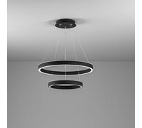 CRISEIDE S/2P - LAMPADARIO A SOSPENSIONE 2 LUCI NERO A LED 3000K 3000LM 60W(25W+35W) DIMMERABILE