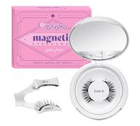 Crislashes Ciglia Magnetiche Naturali, Ciglia Finte Magnetiche riutilizzabili con applicatore, non c'è bisogno di colla magnetica per Ciglia（DE06 Kit-D)