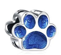 CRISNATA Amo il mio Pet Tema Charm-Placcato oro rosa, smalto Argento Sterling 925 Forma dei dadi Stampa di zampe di cane Beads, si adatta Animale europeo Charms Bracciale, regali per mamma/figlia