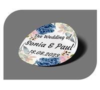 CrisPhy Adesivi personalizzati per matrimonio con nome e data, etichette adesive per invito a nozze, battesimo, fidanzamento, comunione, compleanno, festa, vintage, francobolli (modello 8)