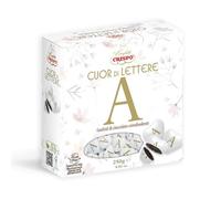 Crispo Confetti Cuor di Lettere al Cioccolato Extra Fondente a Forma di Cuore con Lettera a SCELTA 250g (LETTERA A)